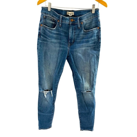 Madewell 9” Mid-Rise Skinny Jeans With Distressing Size 29 - Picture 1 of 12